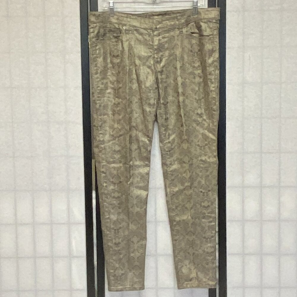 Bisou Bisou 14 Metallic Shimmer Snakeskin Skinny Denim Jeans Mid Rise Stretch